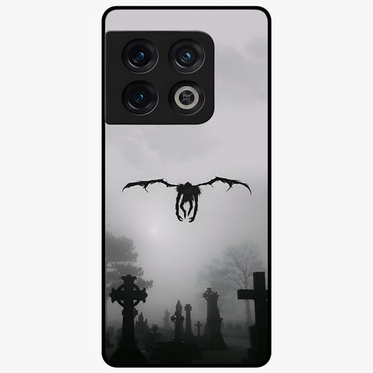 Graveyard Shadow Descent Glass Case showing flat back view with dark graveyard themed artwork and glossy glass finish.
