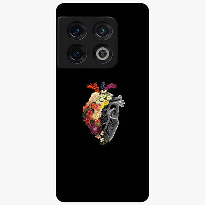 Heart With Flowers Glass Case showing flat back view with heart shaped floral artwork and glossy glass finish.