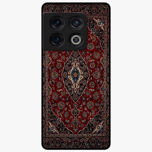 Heritage Carpet Royale Glass Case showing flat back view with ornate Persian carpet inspired pattern and glossy glass finish.