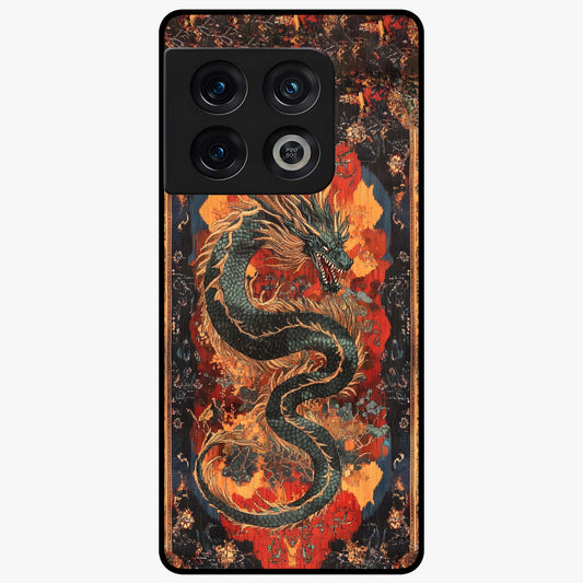 Inferno Dragon Soul Glass Case showing flat back view with fiery dragon artwork and glossy glass finish.