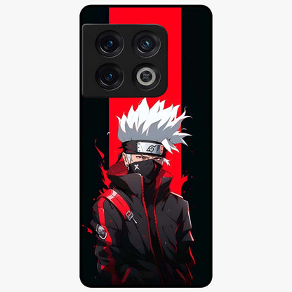 Kakashi Scarlet Shadow Glass Case showing flat back view with powerful anime ninja artwork and glossy glass finish.