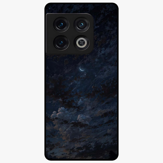Lunar Veil Silence Glass Case showing flat back view with mystical moon veil artwork and glossy glass finish.