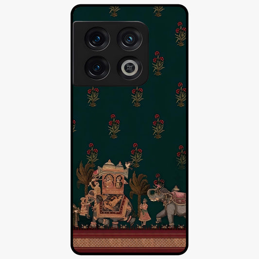 Macmerise Glass Case showing flat back view with stylish modern artwork and glossy glass finish.