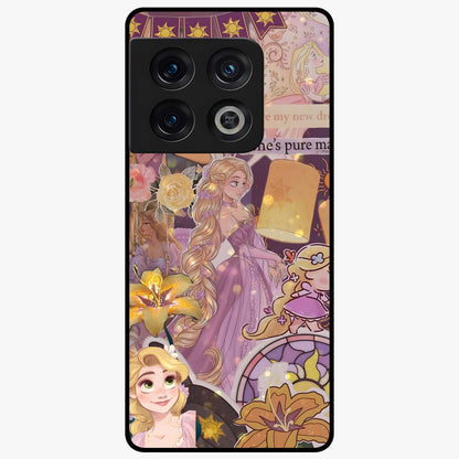 Magical Tangled Dream Glass Case showing flat back view with dreamy tangled artwork and glossy glass finish.