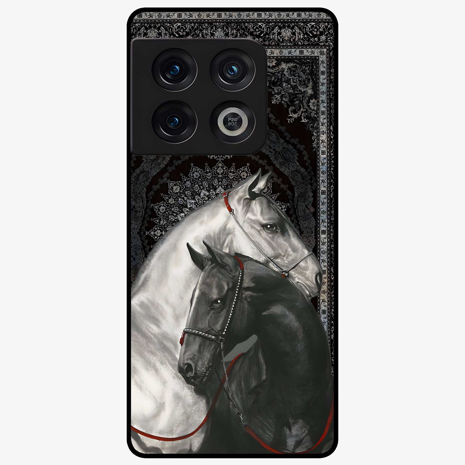 Majestic Ride Legacy Glass Case showing flat back view with powerful automotive inspired artwork and glossy glass finish.