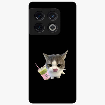 Matcha Cat Style Glass Case showing flat back view with cute matcha themed cat artwork and glossy glass finish.