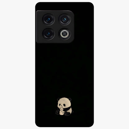 Midnight Panda Love Glass Case showing flat back view with cute panda themed artwork and glossy glass finish.
