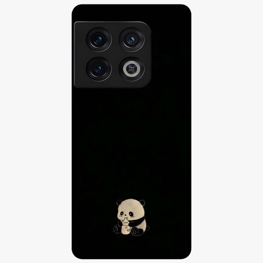 Midnight Panda Love Glass Case showing flat back view with cute panda themed artwork and glossy glass finish.