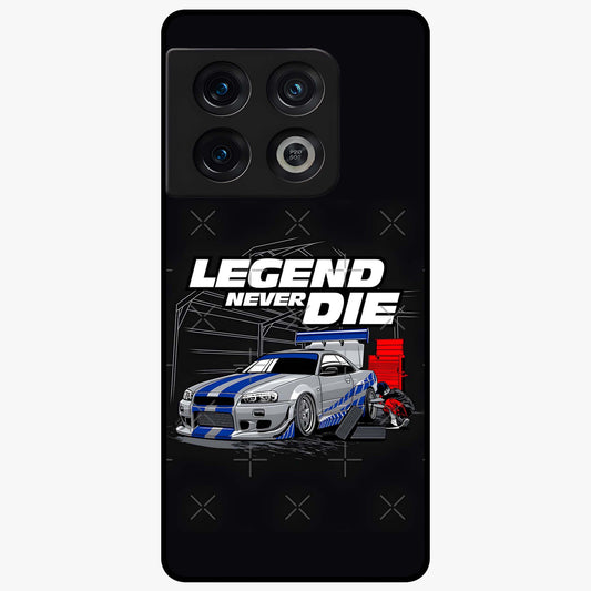 Midnight Racing Legacy Glass Case showing flat back view with sleek racing inspired artwork and glossy glass finish.