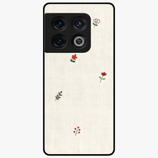 Minimal Petal Whispers Glass Case showing flat back view with soft minimal floral artwork and glossy glass finish.