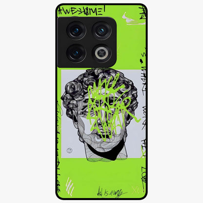 Neo Graffiti Rebellion Glass Case showing flat back view with vibrant graffiti artwork and glossy glass finish.
