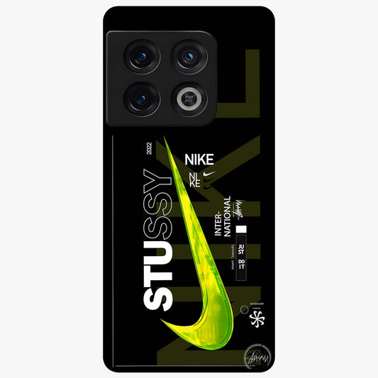 Neon Street Edition Glass Case showing flat back view with neon street style artwork and glossy glass finish.