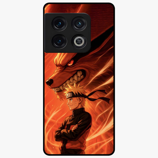 Nine Tails Legacy Glass Case showing flat back view with powerful nine-tailed fox inspired artwork and glossy glass finish.