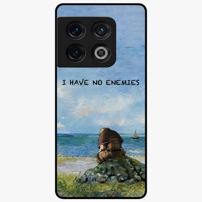 Peace Beyond War Glass Case showing flat back view with symbolic peace themed artwork and glossy glass finish.