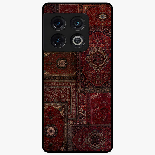 Persian Velvet Tale Glass Case showing flat back view with luxurious Persian velvet pattern artwork and glossy glass finish.