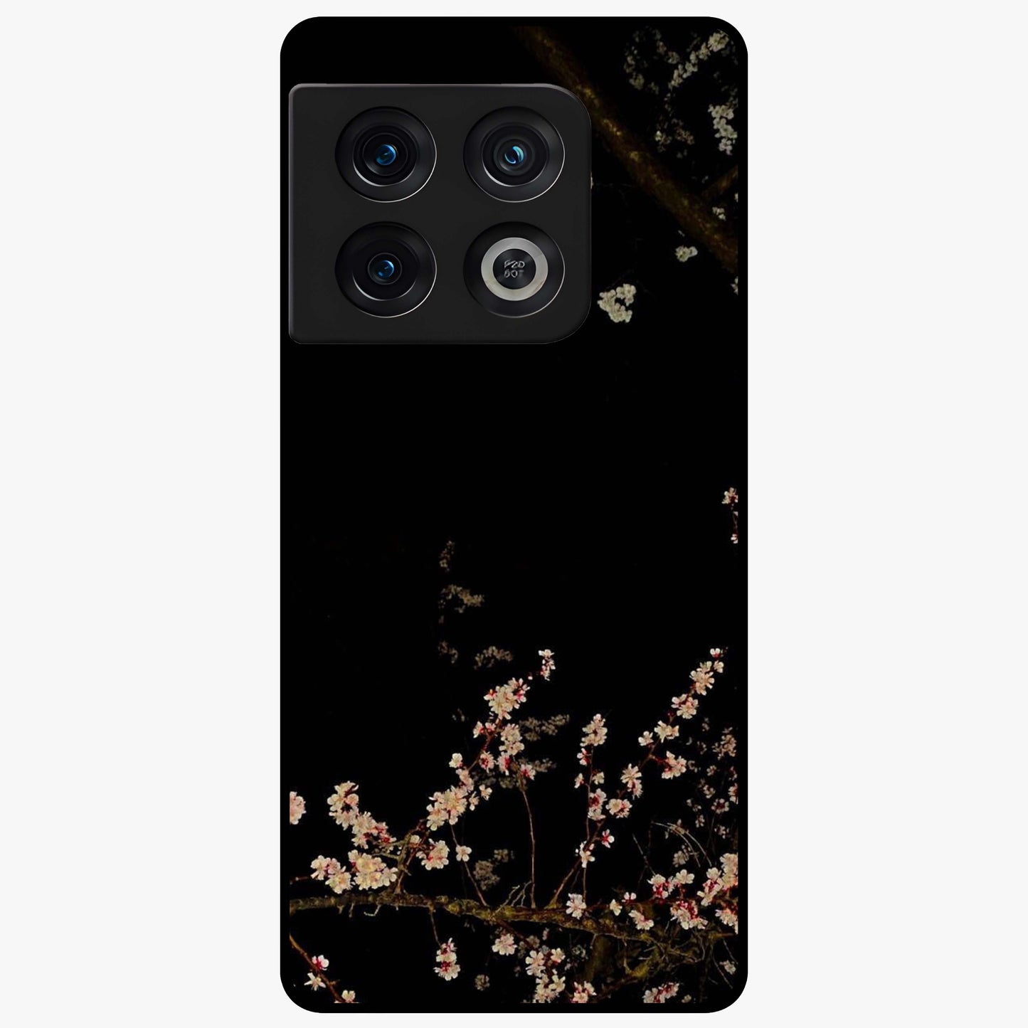 Petal Moon Light With Custom Name Glass Case showing flat back view with floral moonlight artwork and personalized name design.