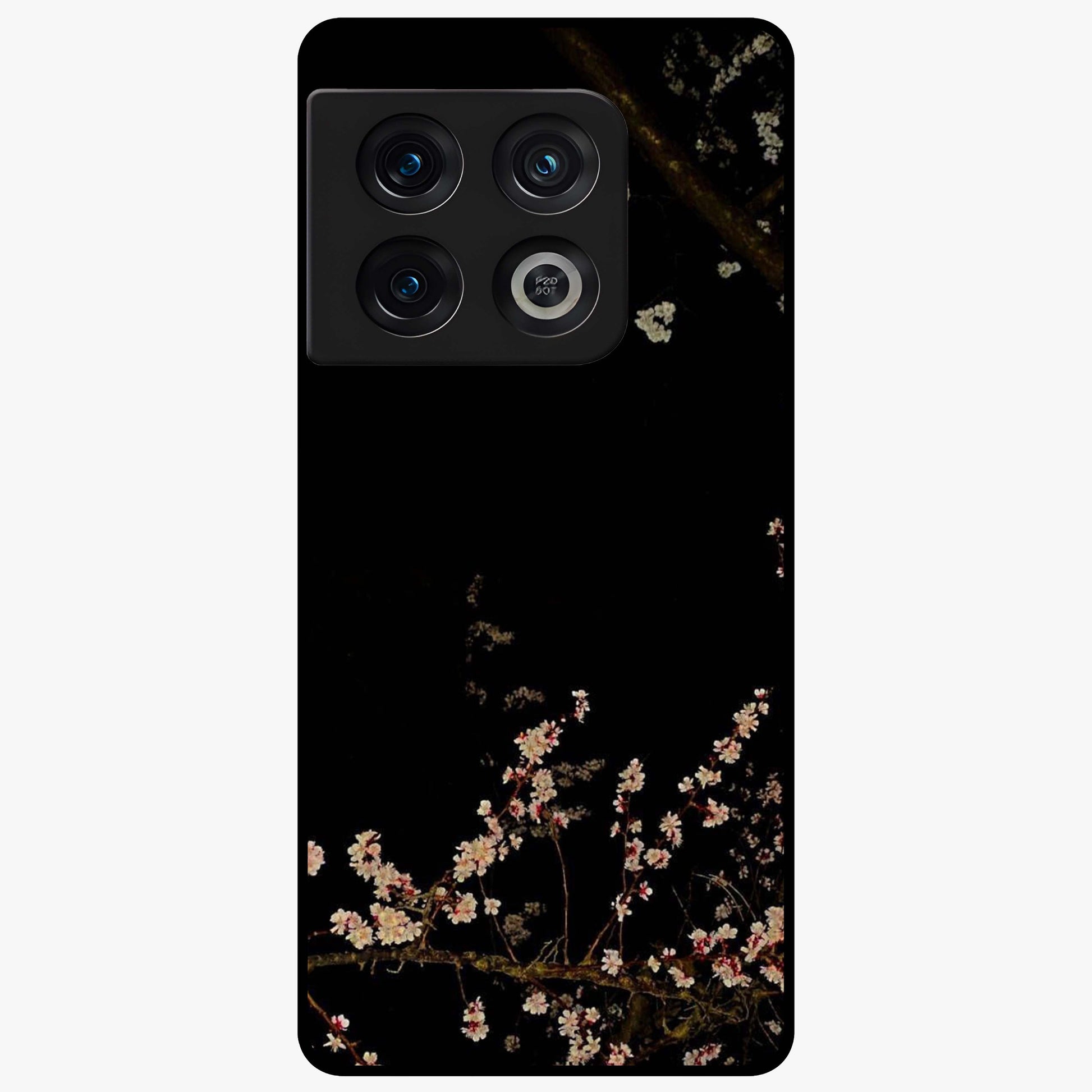 Petal Moon Light With Custom Name Glass Case showing flat back view with floral moonlight artwork and personalized name design.