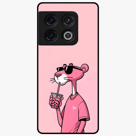 Pink Panther Glass Case showing flat back view with iconic pink panther artwork and glossy glass finish.
