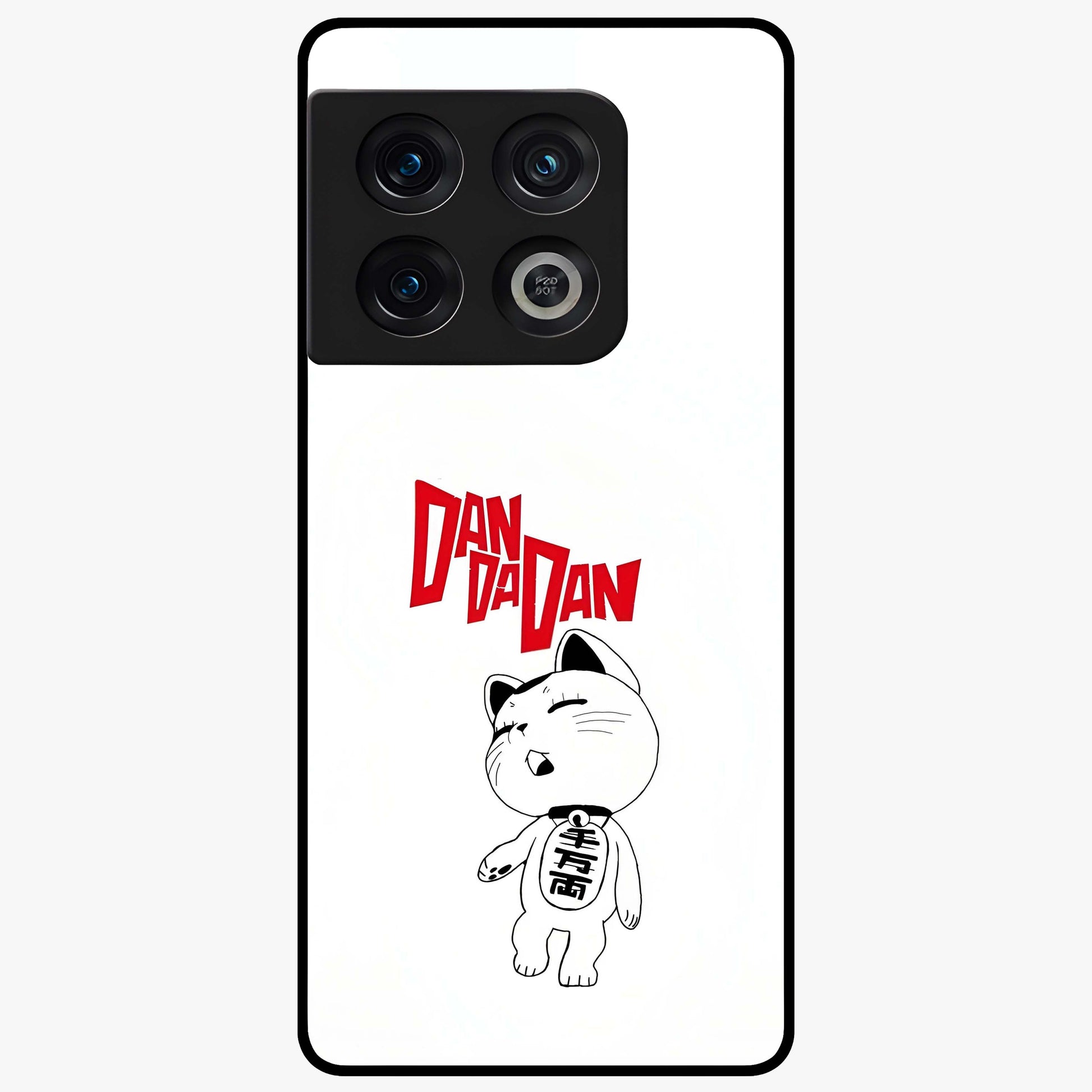 Playful Spirit Charm Glass Case showing flat back view with cheerful charm themed artwork and glossy glass finish.