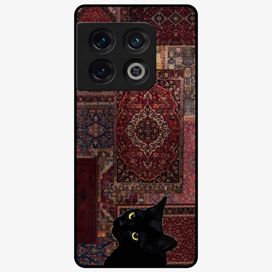Regal Magic Cat Apple Glass Case showing flat back view with magical cat artwork holding apple and glossy glass finish.