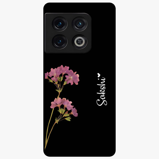 Riching Lavender Flower Custom Name Glass Case showing flat back view with lavender floral artwork and personalized name design.