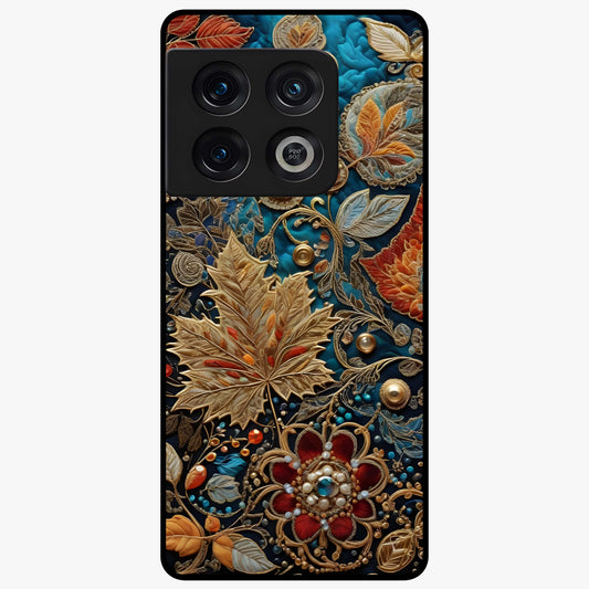 Royal Jewel Garden Glass Case showing flat back view with decorative floral garden artwork and glossy glass finish.