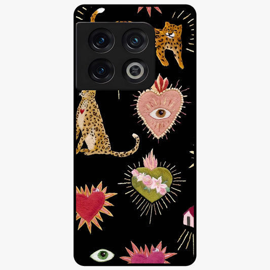 Sacred Jungle Heart Glass Case showing flat back view with jungle inspired heart artwork and glossy glass finish.