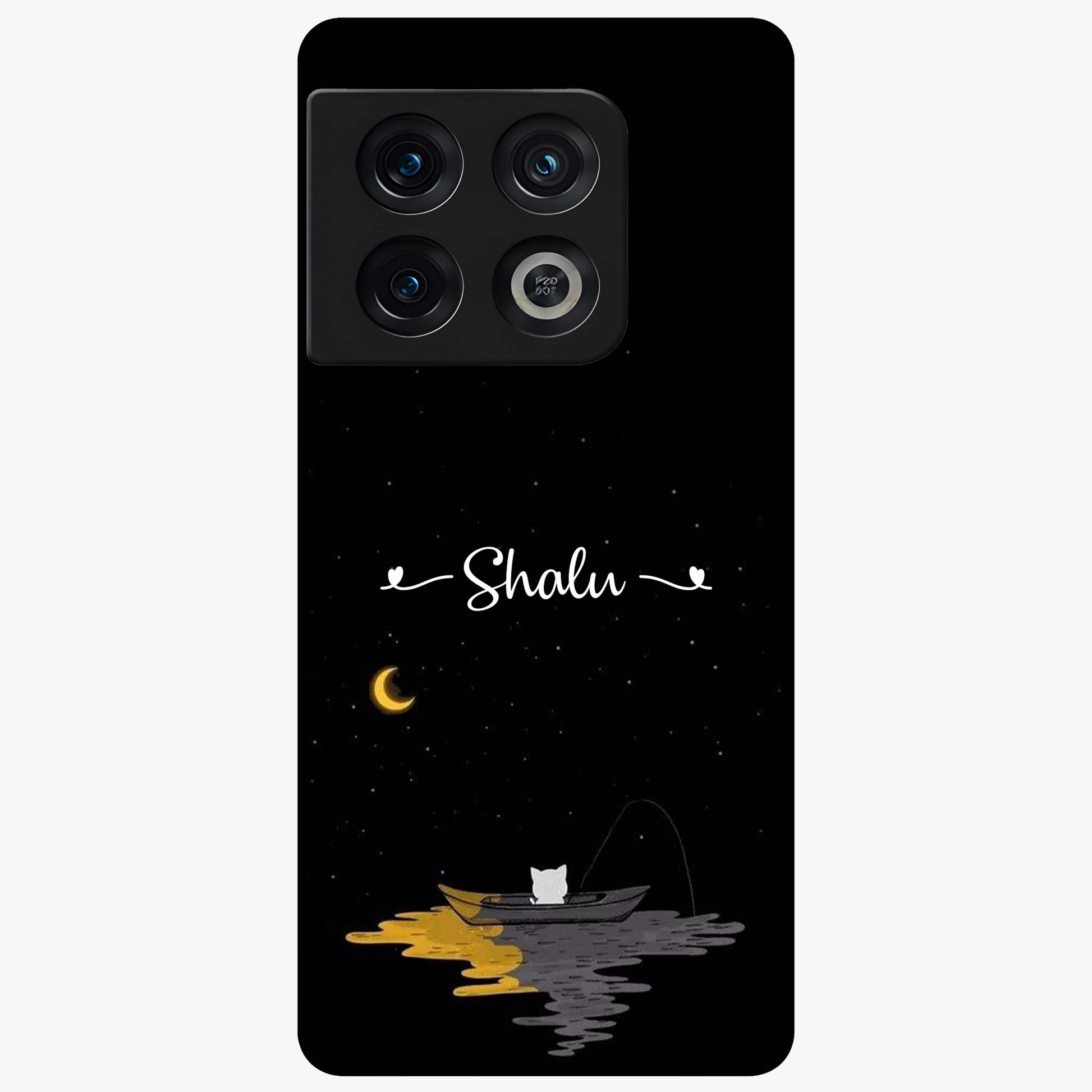 Silent Night Row Glass Case showing flat back view with calm night themed artwork and glossy glass finish.