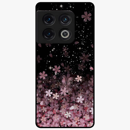 Small Starry Flowers Glass Case showing flat back view with delicate starry floral artwork and glossy glass finish.