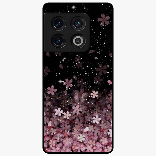 Small Starry Flowers Glass Case showing flat back view with delicate starry floral artwork and glossy glass finish.