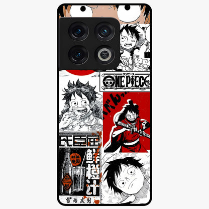 Strawhat Chaos Panels Glass Case showing flat back view with anime inspired chaos panel artwork and glossy glass finish.