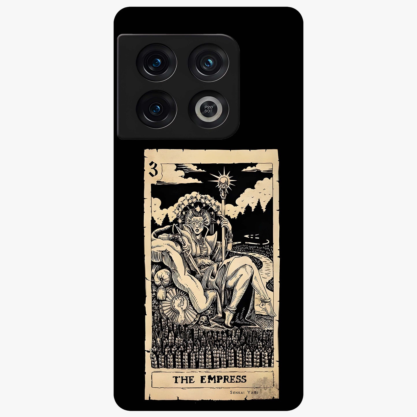 The Empress Glass Case showing flat back view with regal feminine artwork and glossy glass finish.