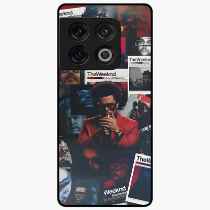 The Weeknd Glass Case showing flat back view with music inspired artistic portrait artwork and glossy glass finish.