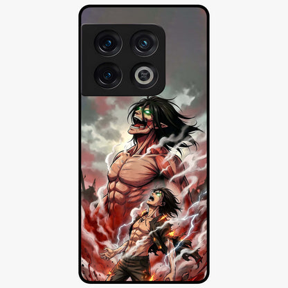 Titan Awakening Fury Glass Case showing flat back view with powerful titan inspired artwork and glossy glass finish.