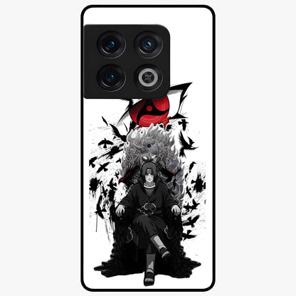 Uchiha Shadow Throne Glass Case showing flat back view with cosmic underwater themed artwork and glossy glass finish.