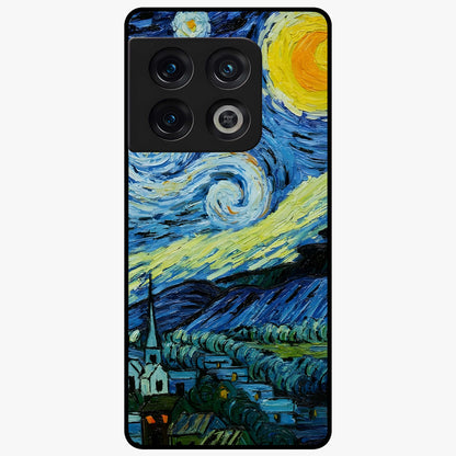 Van Gogh Art Glass Case showing flat back view with classic painterly artwork inspired by Van Gogh style and glossy glass finish.