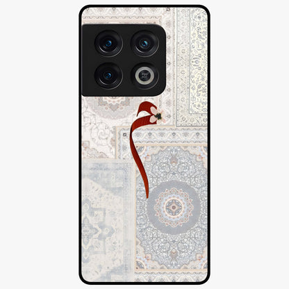 White Aesthetic Bow Glass Case showing flat back view with minimal bow artwork and glossy glass finish.
