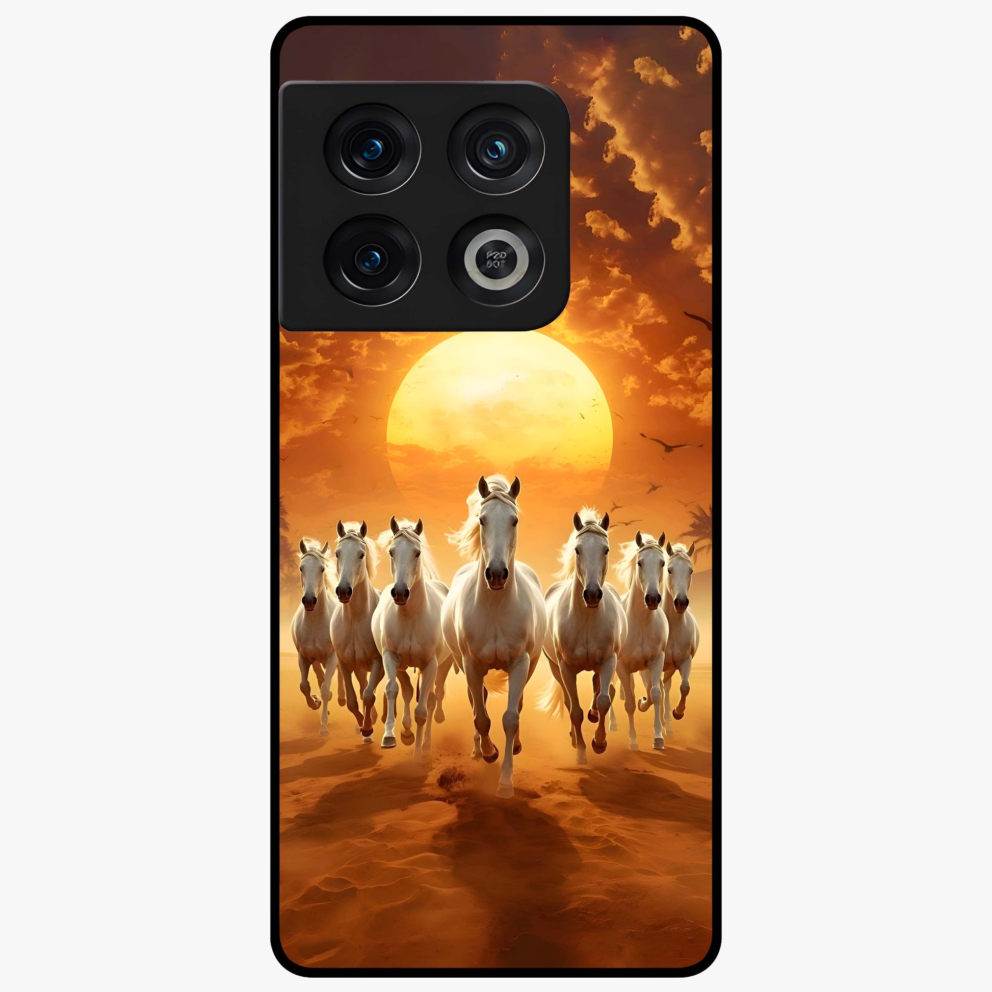 Wild Sunset Majesty Glass Case showing flat back view with majestic sunset landscape artwork and glossy glass finish.