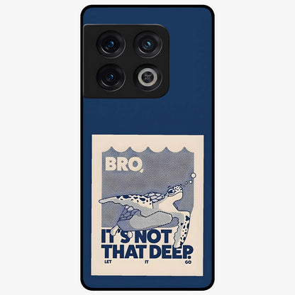 Worry Less Swim Glass Case showing flat back view with playful motivational artwork and glossy glass finish.