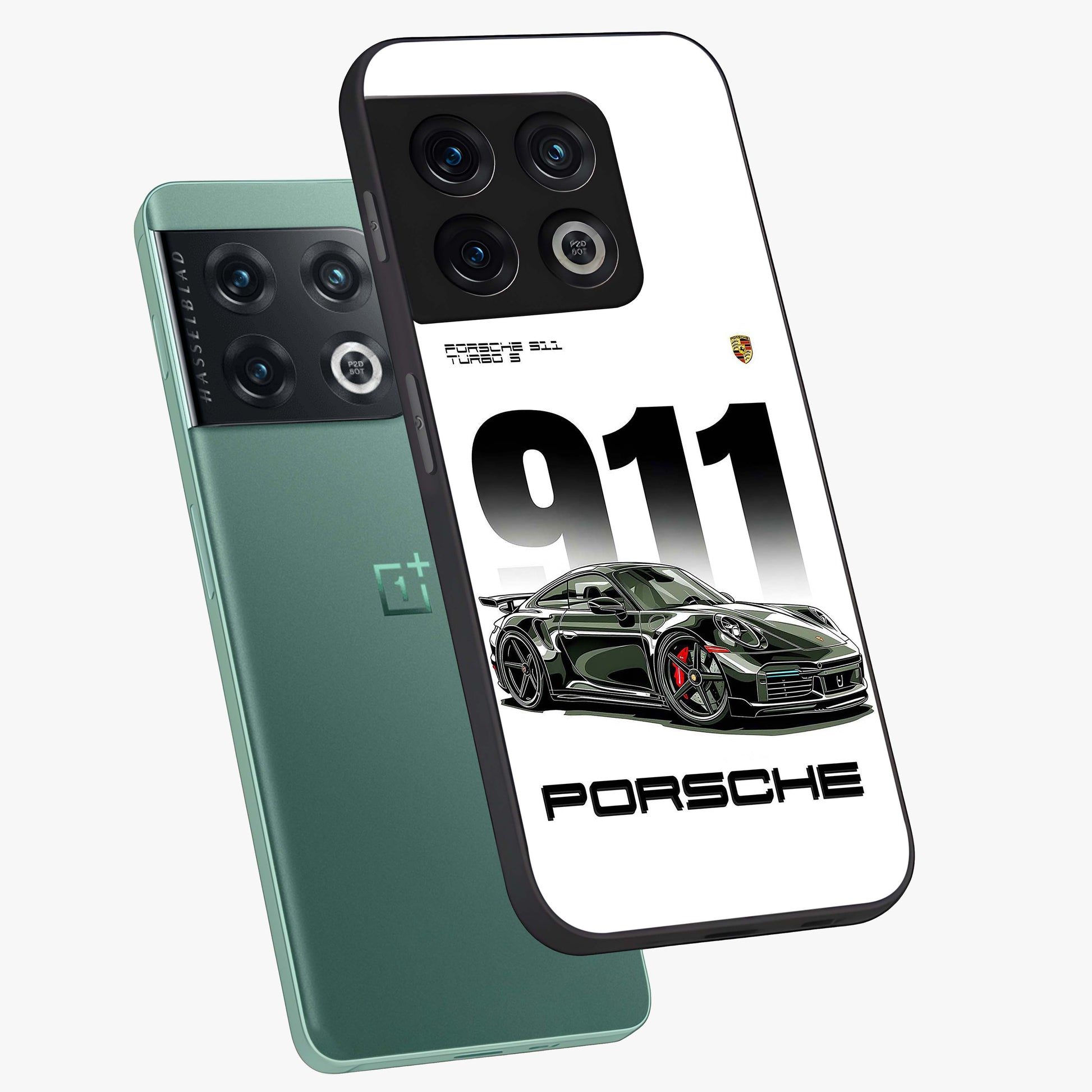 911 Turbo Dominance Glass Case displayed in premium angled mockup highlighting sporty car illustration and sleek glass surface.