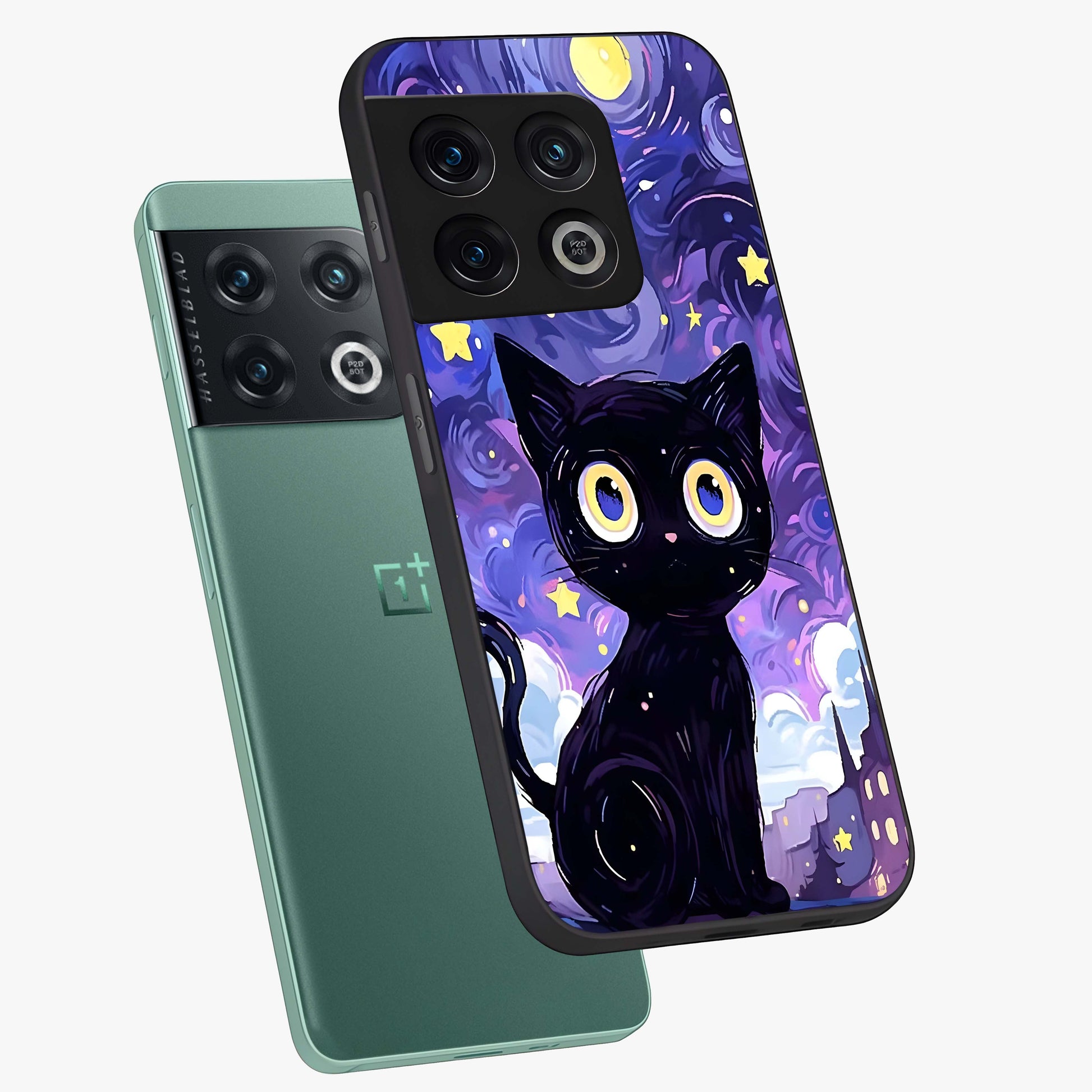Abstract Cat Art Glass Case displayed in angled mockup highlighting modern abstract cat artwork and sleek glass surface.