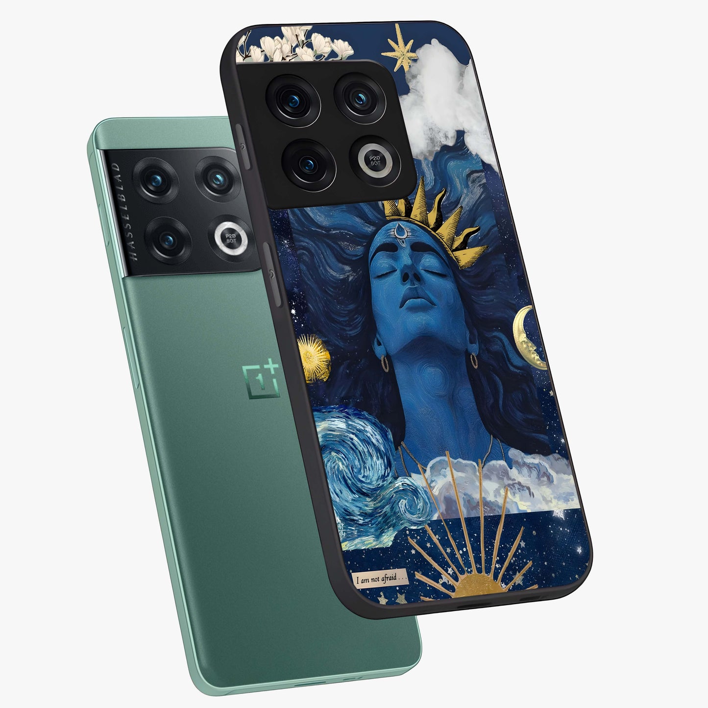 Aesthetic Lord Shiva Glass Case displayed in angled mockup highlighting spiritual Shiva illustration and sacred aesthetic design.