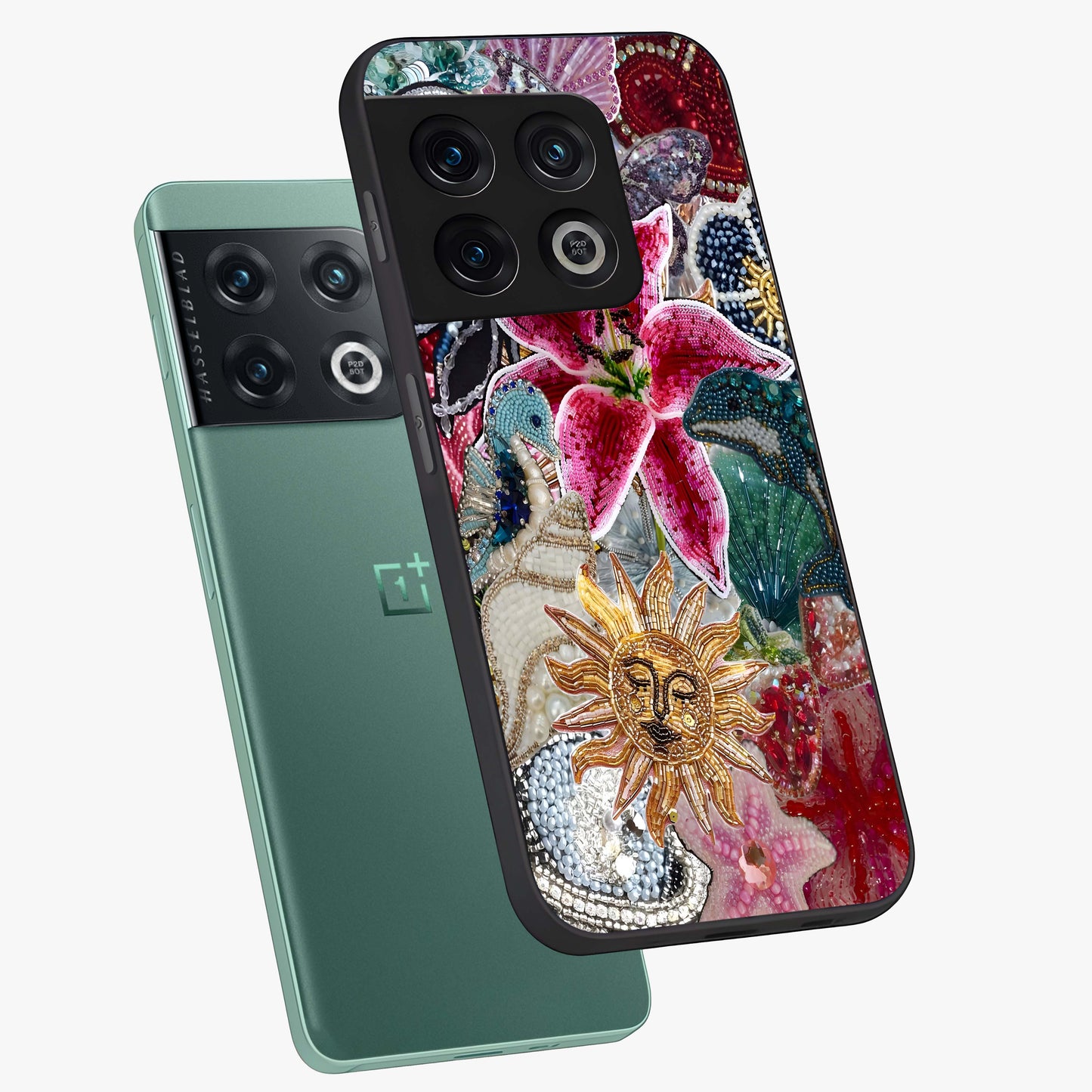 Beaded Garden Fantasy Glass Case displayed in angled mockup highlighting fantasy inspired floral bead pattern.