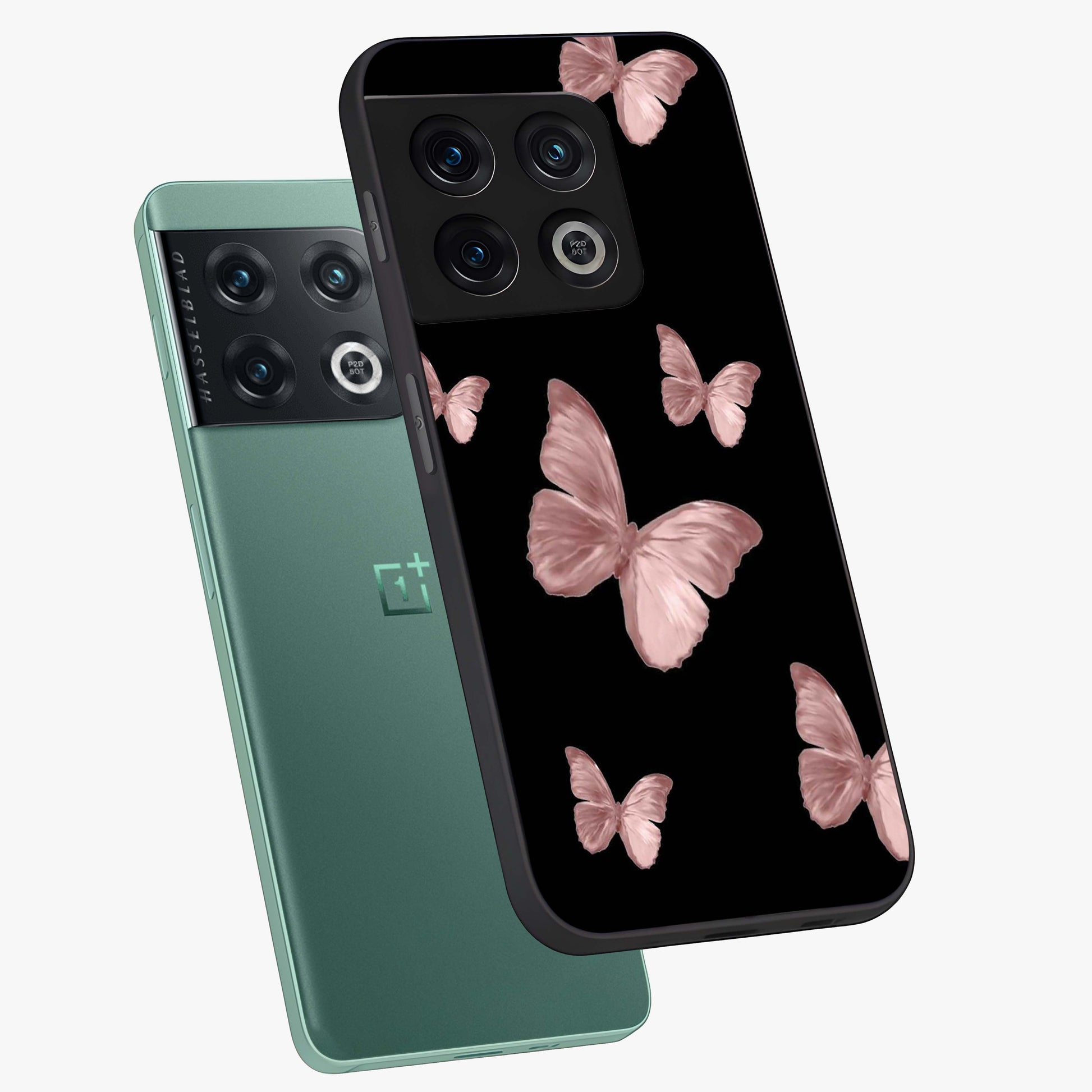 Butterfly Pattern Glass Case displayed in angled mockup highlighting delicate butterfly design and aesthetic pattern style.