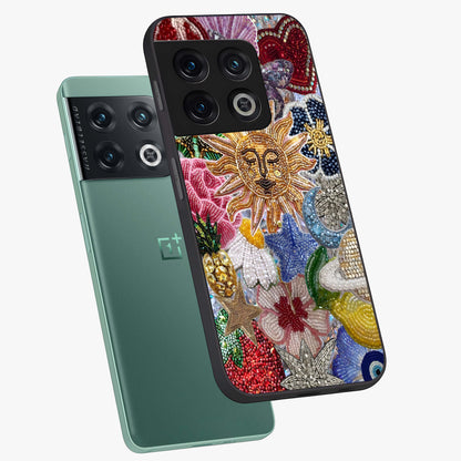 Celestial Floral and Playful Glass Case displayed in angled mockup highlighting playful floral design with dreamy celestial elements.