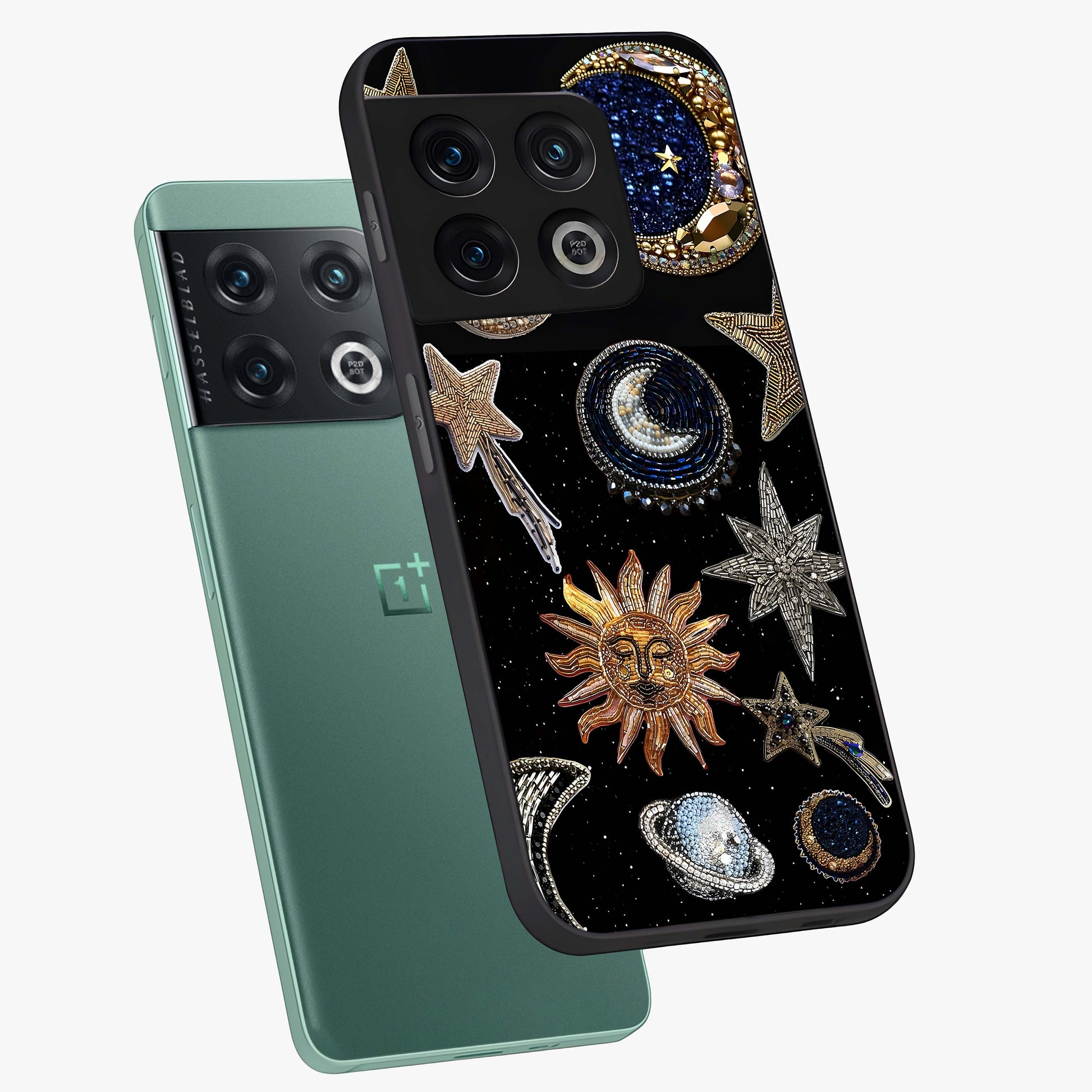Celestial Gem Constellations Glass Case displayed in angled mockup highlighting gemstone inspired constellation design.