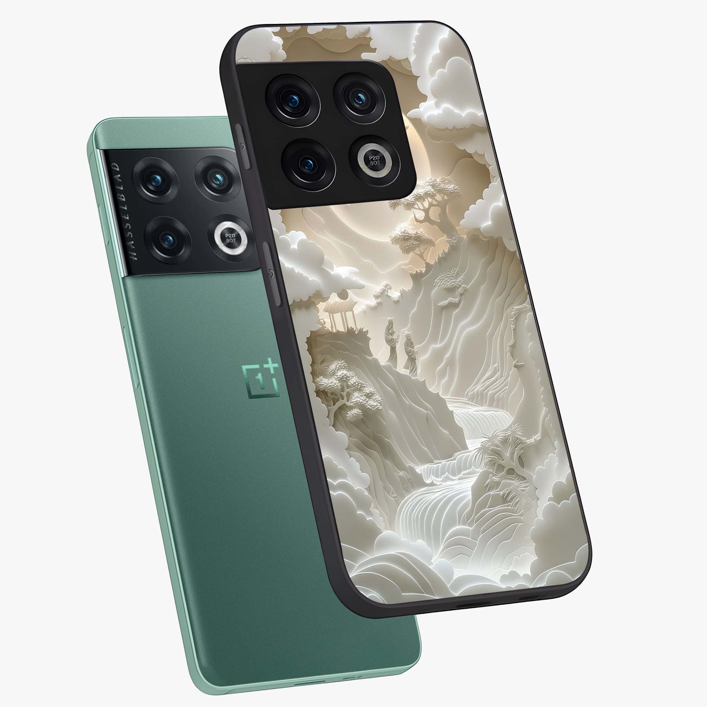 Celestial Origami Glass Case displayed in angled mockup highlighting geometric origami design with cosmic aesthetic theme.