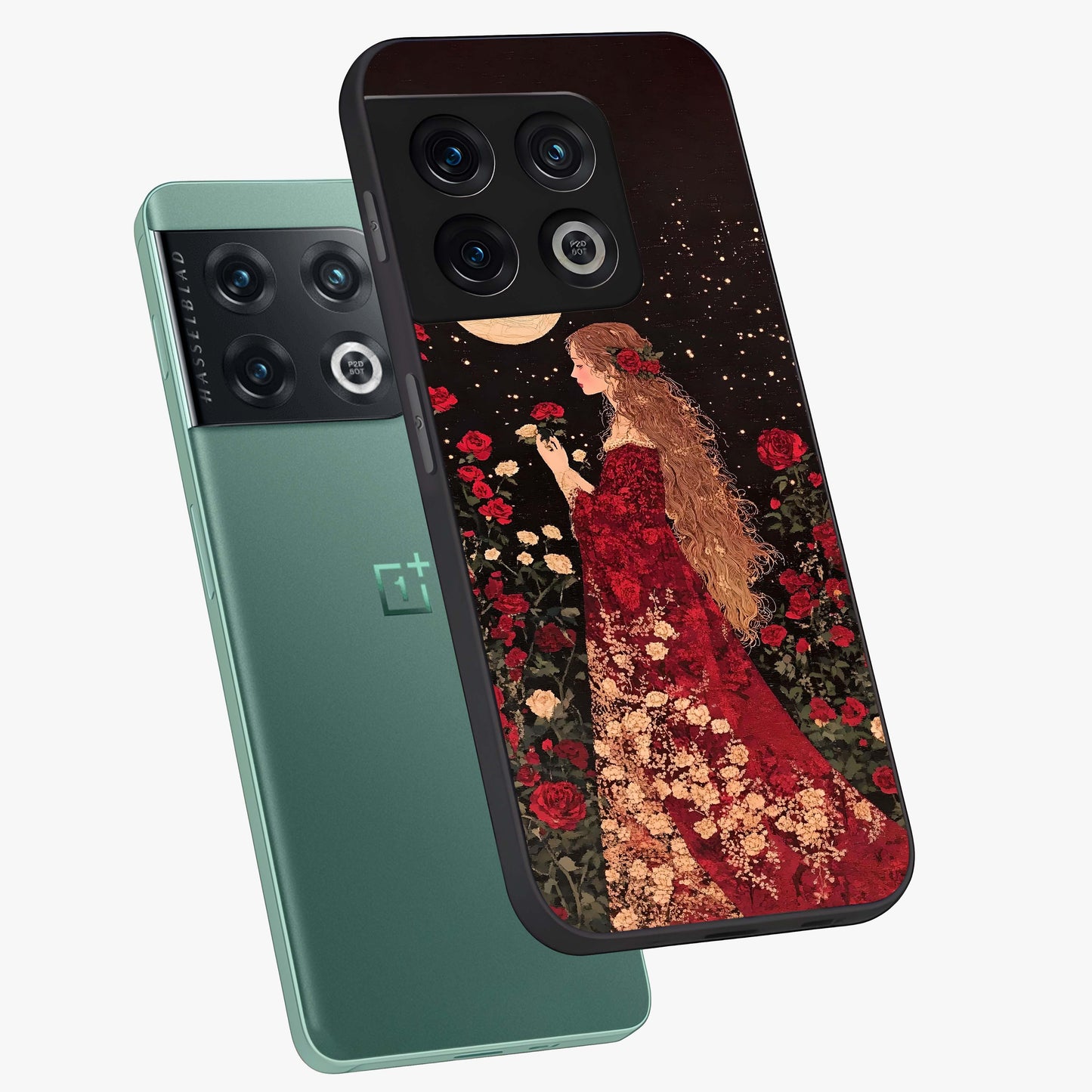 Crimson Dreams Glass Case displayed in angled mockup highlighting soft crimson aesthetic design with artistic theme.