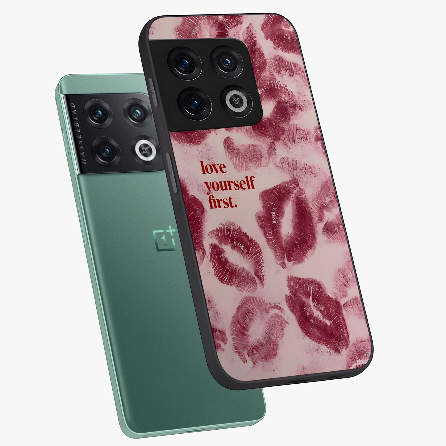 Crimson Kiss Love Glass Case displayed in angled mockup highlighting bold love inspired design with modern aesthetic style.