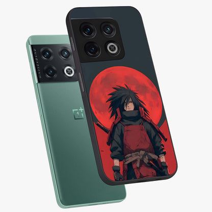 Crimson Moon Warlord Glass Case displayed in angled mockup highlighting dramatic crimson moon design with fantasy aesthetic.